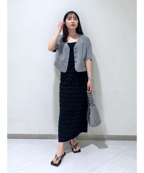 FREE'S MART（フリーズマート）の「〈セットアップ対応〉ショート丈ジャケット（ノーカラージャケット・レディース・ホワイト/ピンク/グレー・SMALL/MEDIUM）」の22枚目の写真