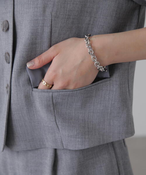 FREE'S MART（フリーズマート）の「〈セットアップ対応〉ショート丈ジャケット（ノーカラージャケット・レディース・ホワイト/ピンク/グレー・SMALL/MEDIUM）」の12枚目の写真