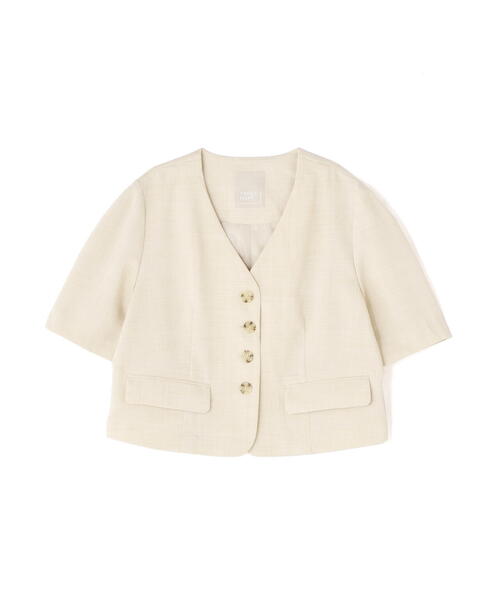 FREE'S MART（フリーズマート）の「〈セットアップ対応〉ショート丈ジャケット（ノーカラージャケット・レディース・ホワイト/ピンク/グレー・SMALL/MEDIUM）」の14枚目の写真