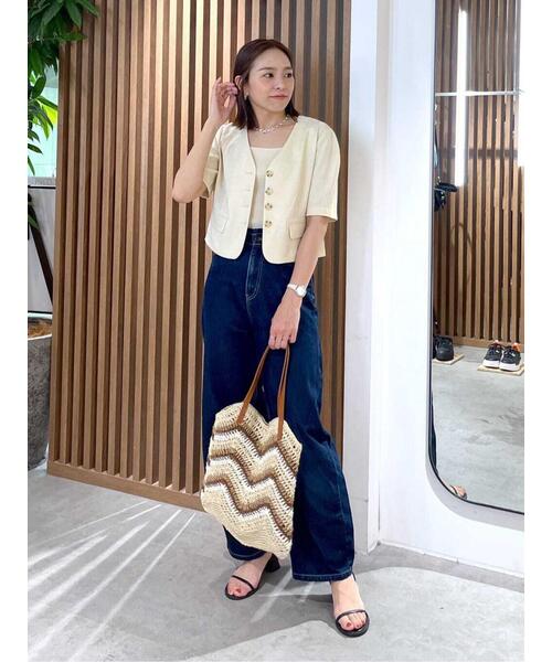 FREE'S MART（フリーズマート）の「〈セットアップ対応〉ショート丈ジャケット（ノーカラージャケット・レディース・ホワイト/ピンク/グレー・SMALL/MEDIUM）」の8枚目の写真