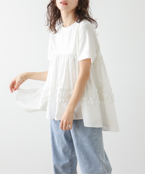 La-gemme(ラジェム)の「フレアシルエットトップス(Tシャツ/カットソー・レディース・ホワイト/ブラック・フリー)」の13枚目の写真