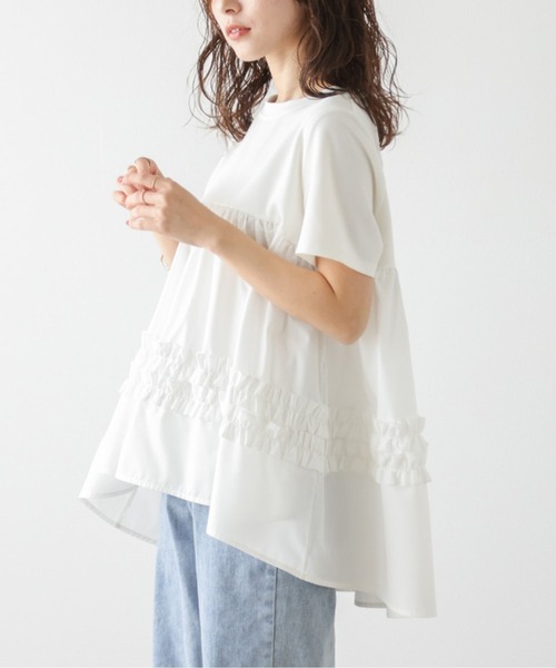 La-gemme(ラジェム)の「フレアシルエットトップス(Tシャツ/カットソー・レディース・ホワイト/ブラック・フリー)」の14枚目の写真