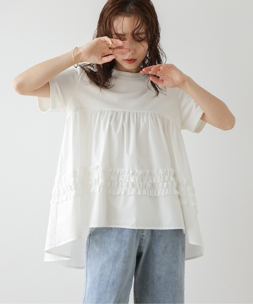 La-gemme(ラジェム)の「フレアシルエットトップス(Tシャツ/カットソー・レディース・ホワイト/ブラック・フリー)」の17枚目の写真