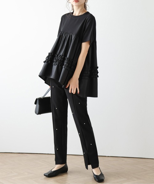 La-gemme(ラジェム)の「フレアシルエットトップス(Tシャツ/カットソー・レディース・ホワイト/ブラック・フリー)」の18枚目の写真