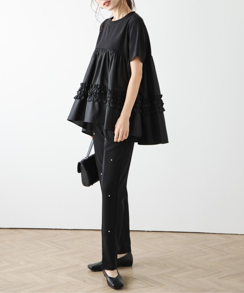 La-gemme(ラジェム)の「フレアシルエットトップス(Tシャツ/カットソー・レディース・ホワイト/ブラック・フリー)」の7枚目の写真