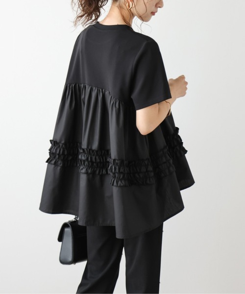 La-gemme(ラジェム)の「フレアシルエットトップス(Tシャツ/カットソー・レディース・ホワイト/ブラック・フリー)」の8枚目の写真