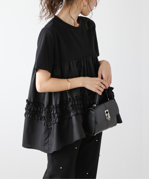 La-gemme(ラジェム)の「フレアシルエットトップス(Tシャツ/カットソー・レディース・ホワイト/ブラック・フリー)」の9枚目の写真