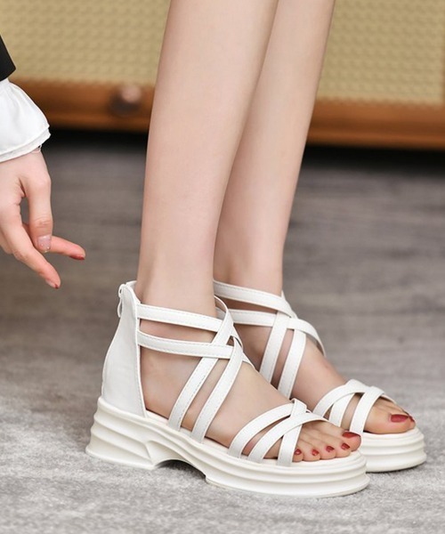 Miniministore(ミニミニストア)の「厚底サンダル ストラップサンダル美脚夏靴(サンダル・レディース・ホワイト/ブラック・24.5cm/24.0cm/23.5cm/23.0cm/22.5cm)」の11枚目の写真