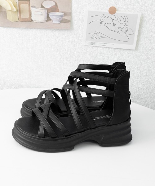 Miniministore(ミニミニストア)の「厚底サンダル ストラップサンダル美脚夏靴(サンダル・レディース・ホワイト/ブラック・24.5cm/24.0cm/23.5cm/23.0cm/22.5cm)」の20枚目の写真