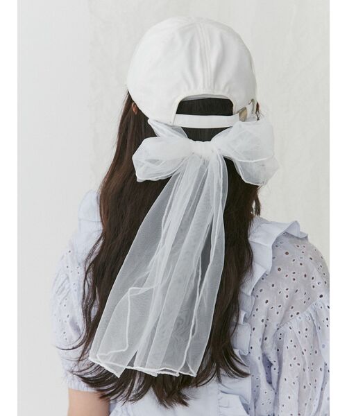 merry jenny(メリージェニー)の「チュールリボンcap(キャップ・レディース・ピンク/オフホワイト/ブラック・FREE)」の1枚目の写真