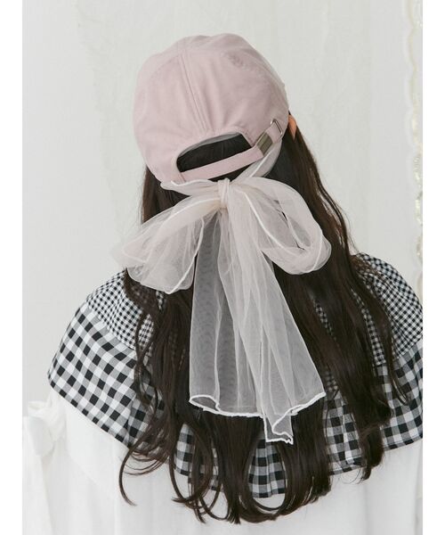 merry jenny(メリージェニー)の「チュールリボンcap(キャップ・レディース・ピンク/オフホワイト/ブラック・FREE)」の3枚目の写真
