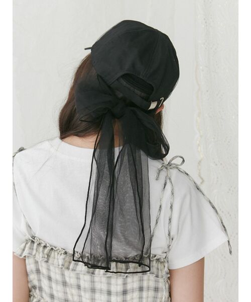 merry jenny(メリージェニー)の「チュールリボンcap(キャップ・レディース・ピンク/オフホワイト/ブラック・FREE)」の2枚目の写真