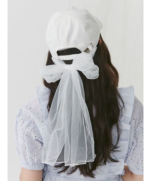 merry jenny(メリージェニー)の「チュールリボンcap(キャップ・レディース・ピンク/オフホワイト/ブラック・FREE)」の8枚目の写真