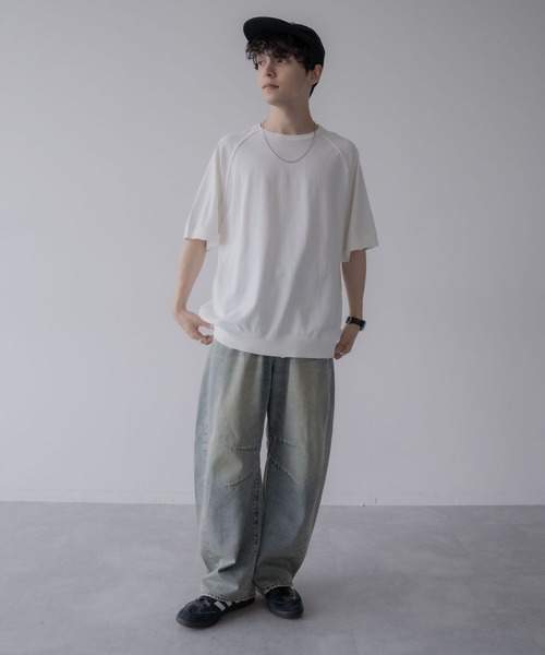 RAGEBLUE（レイジブルー）の「ヴィンテージライク/ピグメントダメージオーバーサイズTシャツ（Tシャツ/カットソー・メンズ・グレー/ホワイト/レッド・LARGE/MEDIUM）」の4枚目の写真