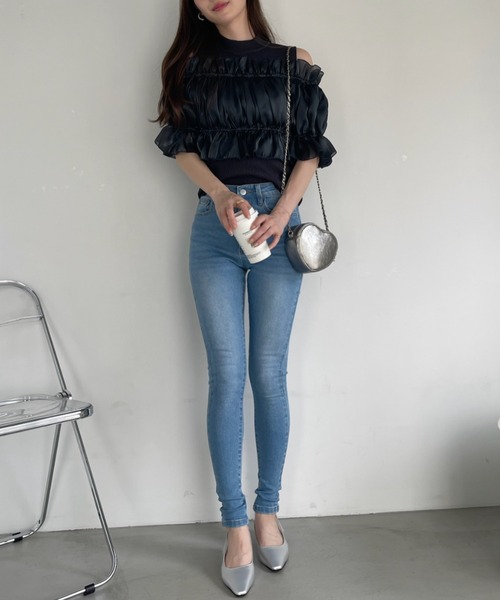 Ada.(エイダ)の「ベーシック スキニー デニム パンツ(デニムパンツ・レディース・スミクロ/ライトブルー/ブルー/ブラック・L/M/S)」の9枚目の写真