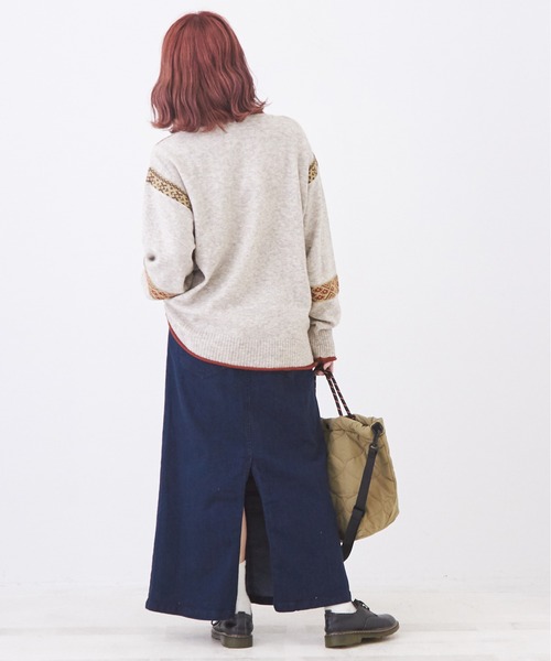 CUBE SUGAR（キューブシュガー）の「WEB限定ストレッチデニムウエストリブスカート（デニムスカート・レディース・ワンウォッシュ/インディゴブルー/ライトブルー・L/M）」の6枚目の写真