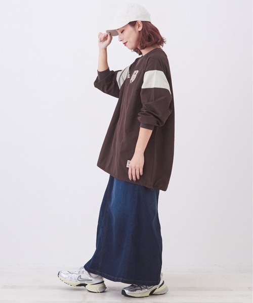 CUBE SUGAR（キューブシュガー）の「WEB限定ストレッチデニムウエストリブスカート（デニムスカート・レディース・ワンウォッシュ/インディゴブルー/ライトブルー・L/M）」の8枚目の写真