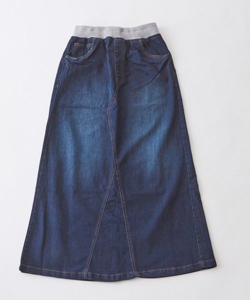 CUBE SUGAR（キューブシュガー）の「WEB限定ストレッチデニムウエストリブスカート（デニムスカート・レディース・ワンウォッシュ/インディゴブルー/ライトブルー・L/M）」の12枚目の写真