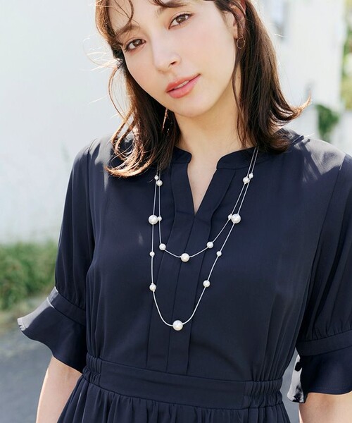 Tiaclasse(ティアクラッセ)の「キャンディースリーブ花柄ワンピース(ワンピース・レディース・ミント/ネイビー/ブルー/ブラック・S/M/L)」の14枚目の写真