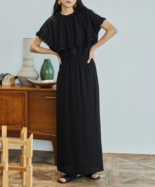 Libra Cue(リブラ キュー)の「スリットナローロングスカート(スカート・レディース・グリーン/ブラック・FREE)」の1枚目の写真