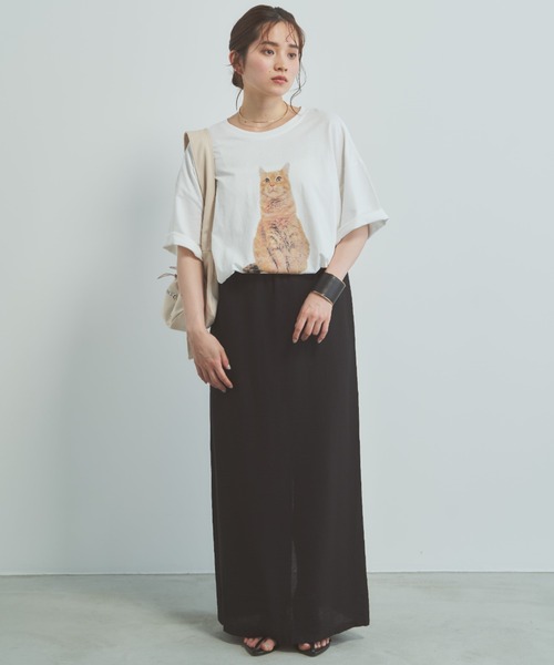 Libra Cue(リブラ キュー)の「スリットナローロングスカート(スカート・レディース・グリーン/ブラック・FREE)」の10枚目の写真