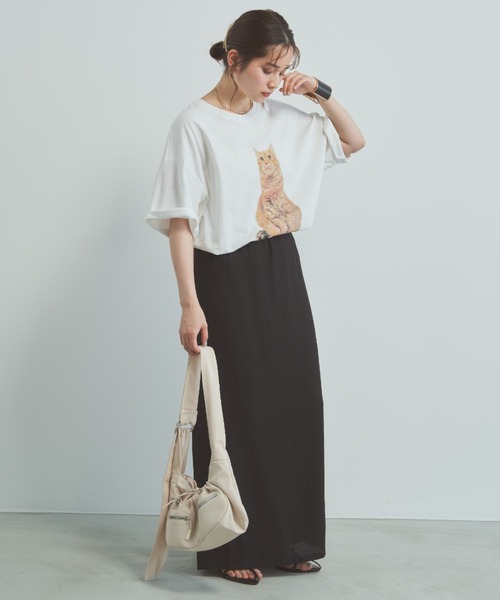 Libra Cue(リブラ キュー)の「スリットナローロングスカート(スカート・レディース・グリーン/ブラック・FREE)」の11枚目の写真