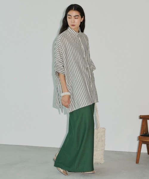 Libra Cue(リブラ キュー)の「スリットナローロングスカート(スカート・レディース・グリーン/ブラック・FREE)」の21枚目の写真