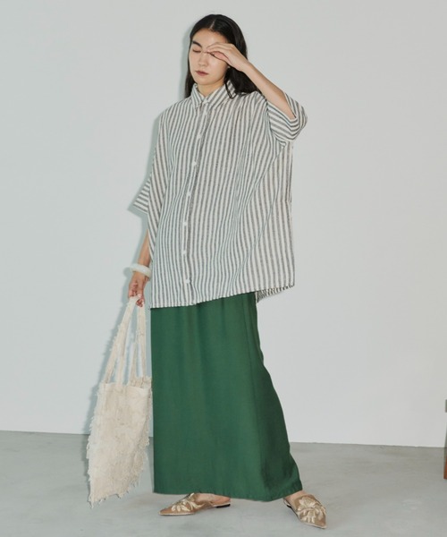 Libra Cue(リブラ キュー)の「スリットナローロングスカート(スカート・レディース・グリーン/ブラック・FREE)」の20枚目の写真