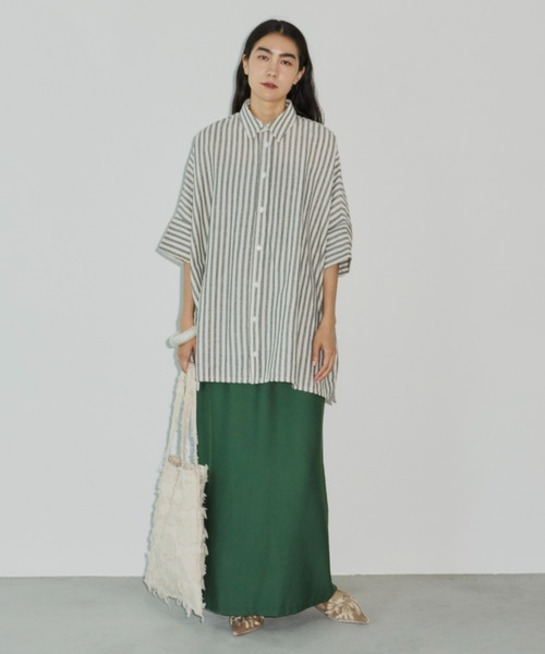 Libra Cue(リブラ キュー)の「スリットナローロングスカート(スカート・レディース・グリーン/ブラック・FREE)」の22枚目の写真