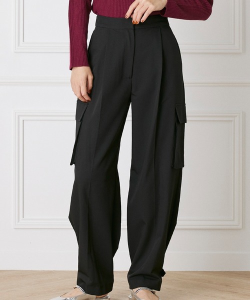 INED CLARO（イネドクラロ）の「エステルレーヨンストレッチカーゴパンツ（カーゴパンツ・レディース・チャコールグレー/ブラック・フリー）」の2枚目の写真