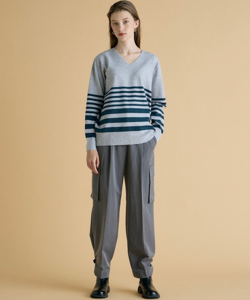 INED CLARO（イネドクラロ）の「エステルレーヨンストレッチカーゴパンツ（カーゴパンツ・レディース・チャコールグレー/ブラック・フリー）」の3枚目の写真