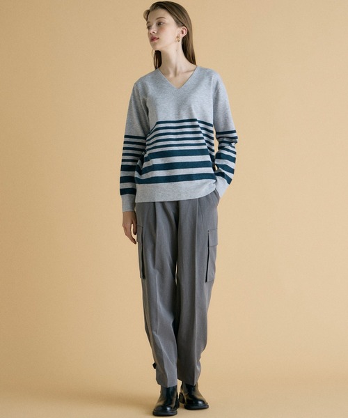 INED CLARO（イネドクラロ）の「エステルレーヨンストレッチカーゴパンツ（カーゴパンツ・レディース・チャコールグレー/ブラック・フリー）」の4枚目の写真