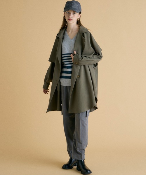 INED CLARO（イネドクラロ）の「エステルレーヨンストレッチカーゴパンツ（カーゴパンツ・レディース・チャコールグレー/ブラック・フリー）」の7枚目の写真