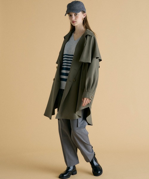 INED CLARO（イネドクラロ）の「エステルレーヨンストレッチカーゴパンツ（カーゴパンツ・レディース・チャコールグレー/ブラック・フリー）」の8枚目の写真