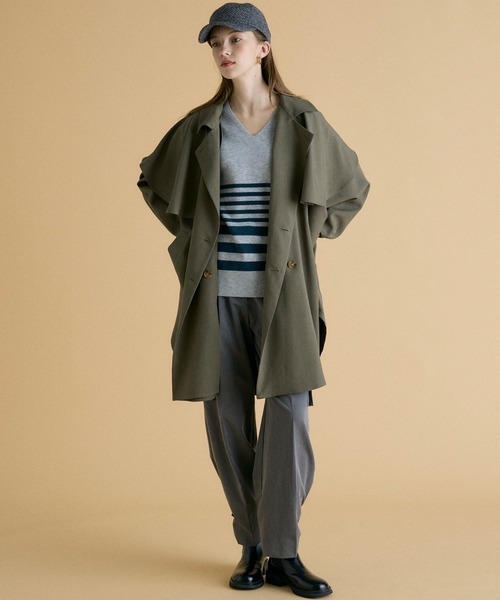 INED CLARO（イネドクラロ）の「エステルレーヨンストレッチカーゴパンツ（カーゴパンツ・レディース・チャコールグレー/ブラック・フリー）」の9枚目の写真