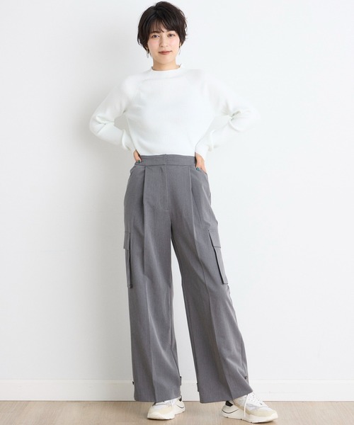 INED CLARO（イネドクラロ）の「エステルレーヨンストレッチカーゴパンツ（カーゴパンツ・レディース・チャコールグレー/ブラック・フリー）」の10枚目の写真