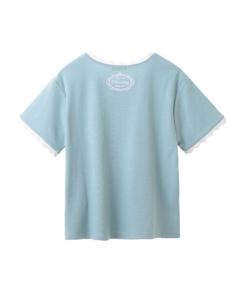 OHGAオオガ　スカラップTシャツ　カットソー セール】バイカラースカラッププルオーバー（Tシャツ/カットソー
