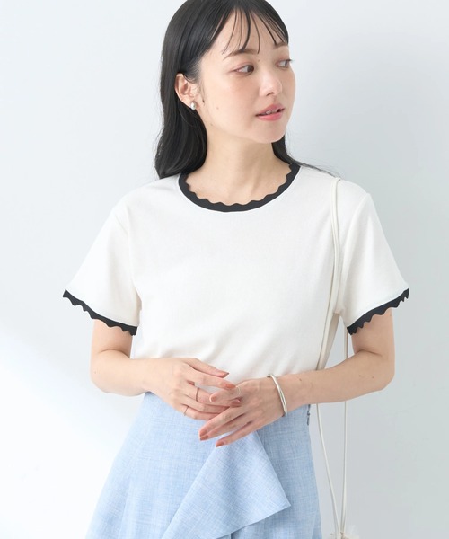 セール】バイカラースカラッププルオーバー（Tシャツ/カットソー 