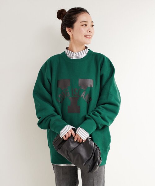 Champion(チャンピオン)の「Champion/チャンピオン 別注 REVERSE WEAVE プルオーバー(スウェット・レディース・チャコールグレー/ベージュ/ネイビー/グリーン・FREE)」の6枚目の写真