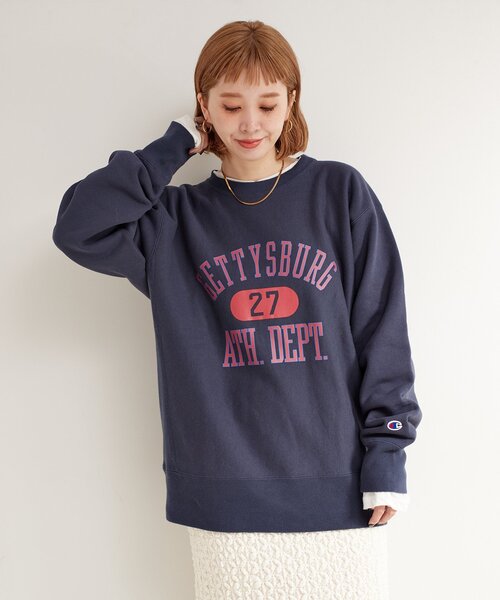 Champion(チャンピオン)の「Champion/チャンピオン 別注 REVERSE WEAVE プルオーバー(スウェット・レディース・チャコールグレー/ベージュ/ネイビー/グリーン・FREE)」の20枚目の写真