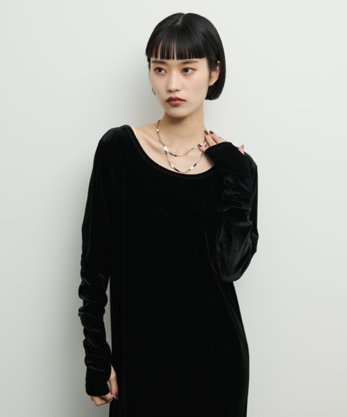 Shelly island（シェリーアイランド）の「ベロアロングワンピース（ワンピース・レディース・ブラック/グレー・FREE）」の11枚目の写真