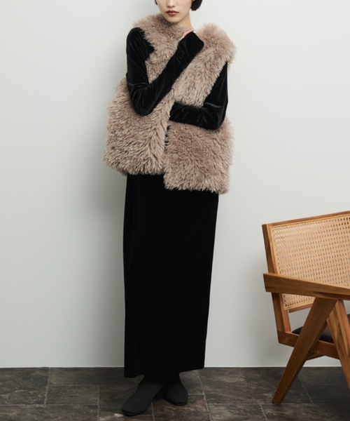 Shelly island（シェリーアイランド）の「ベロアロングワンピース（ワンピース・レディース・ブラック/グレー・FREE）」の16枚目の写真