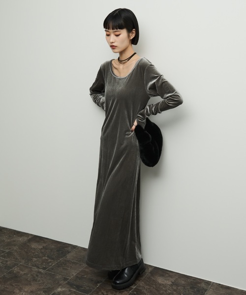 ロングワンピース ベルベットワンピース ベロア