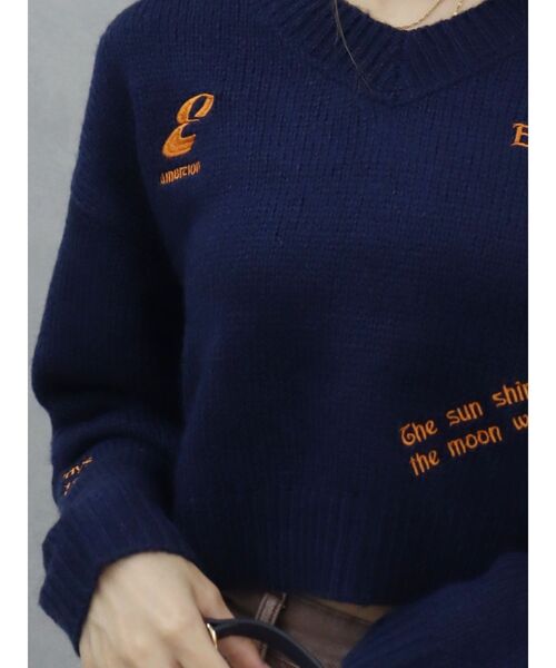 EVRIS（エヴリス）の「Embroideryニットトップス（ニット/セーター・レディース・グレー/ブラック/アイボリー/ネイビー・FREE）」の21枚目の写真