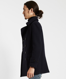 ESTNATION ブラック カシミヤ混ダブルブレスト ピーコート ESTNATION（エストネーション）の「ESTNATION カシミヤ混