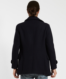 ESTNATION ブラック カシミヤ混ダブルブレスト ピーコート ESTNATION ブラック カシミヤ混ダブルブレスト ピーコート