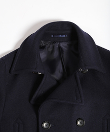 ESTNATION ブラック カシミヤ混ダブルブレスト ピーコート ESTNATION