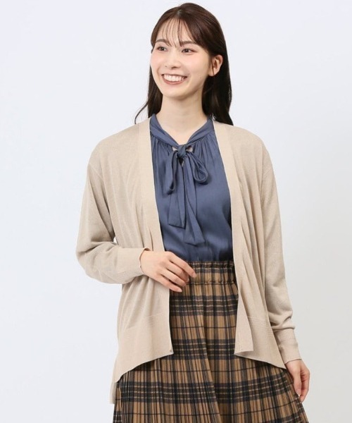 m.f.editorial（エムエフエディトリアル）の「【ストレッチ ウォッシャブル】m.f.エディトリアル  レディース 透かし編み カーディガン（カーディガン/ボレロ・レディース・ベージュ/グレー/ブラック/スカイブルー・MEDIUM/LARGE）」の4枚目の写真