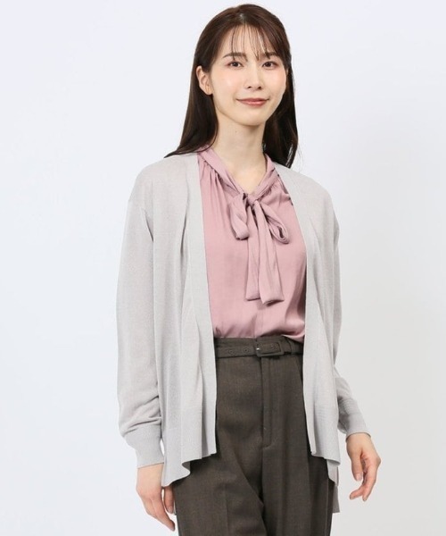 m.f.editorial（エムエフエディトリアル）の「【ストレッチ ウォッシャブル】m.f.エディトリアル  レディース 透かし編み カーディガン（カーディガン/ボレロ・レディース・ベージュ/グレー/ブラック/スカイブルー・MEDIUM/LARGE）」の3枚目の写真