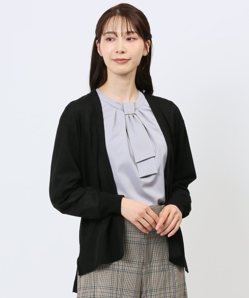 m.f.editorial（エムエフエディトリアル）の「【ストレッチ ウォッシャブル】m.f.エディトリアル  レディース 透かし編み カーディガン（カーディガン/ボレロ・レディース・ベージュ/グレー/ブラック/スカイブルー・MEDIUM/LARGE）」の2枚目の写真